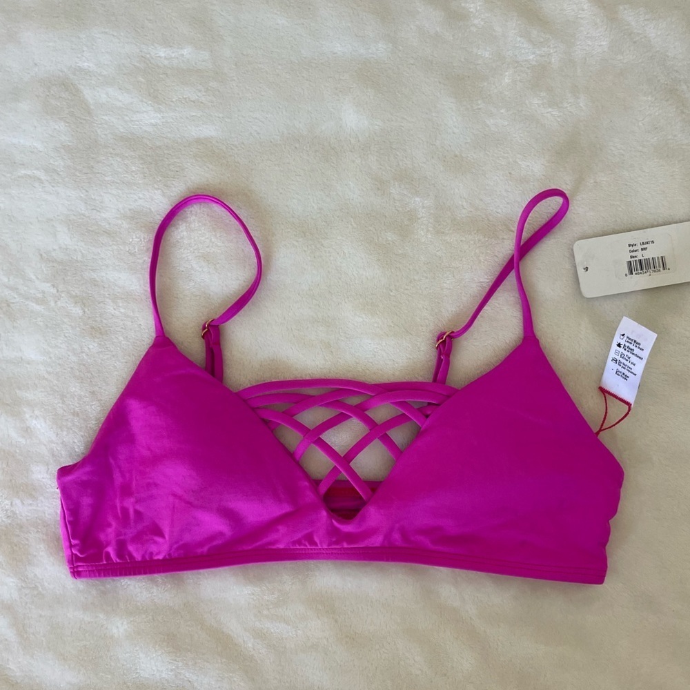 L*Space Vibrant Pink Lattice Swim Bra
